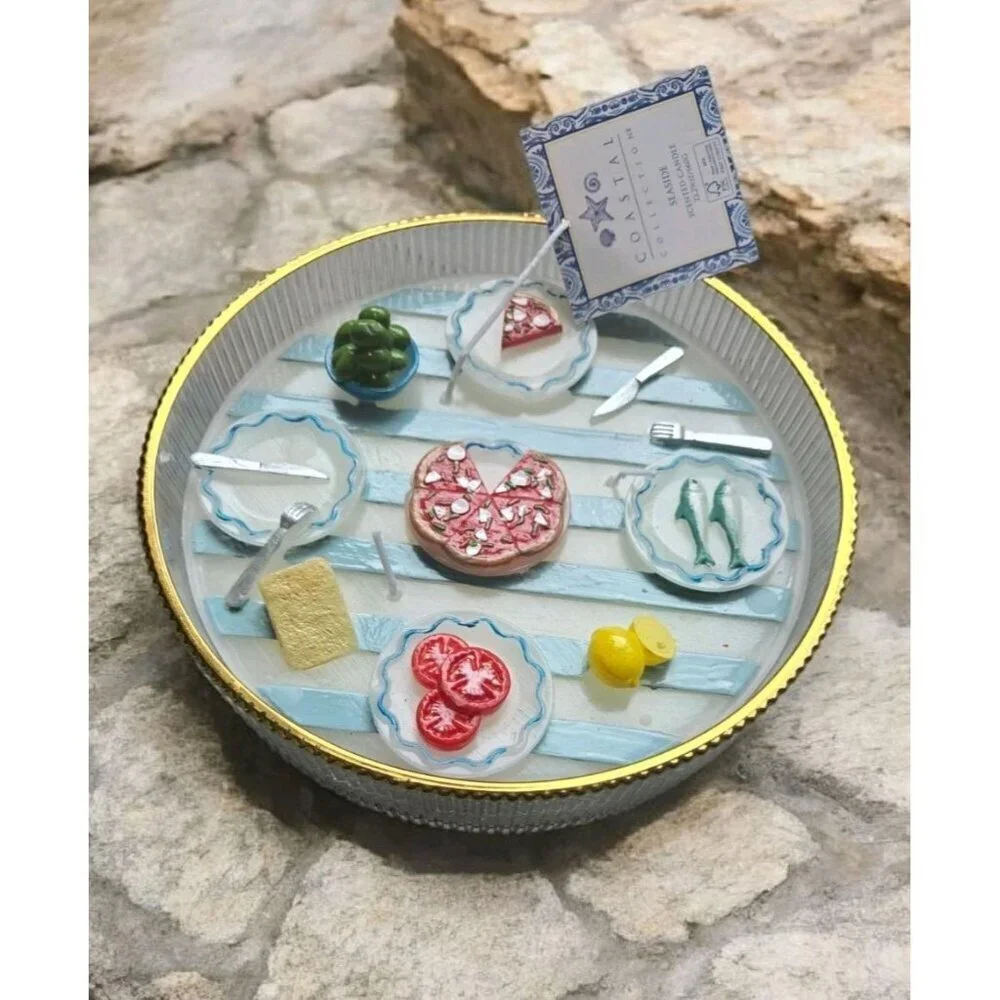 New Large Cute Seaside Dinner / Lunch Meal Candle Costal Collection Room Decor